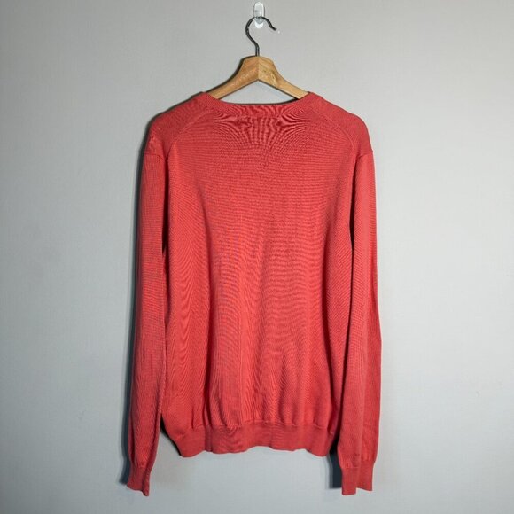 Brooks Brothers Pima Cotton V-Neck Knit Sweater Mens Large Orange Preppy Classic - Picture 3 of 10